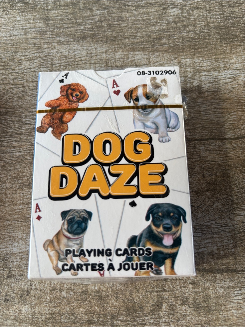 Dog Daze Playing Cards - White with Yellow Logo still in plastic
